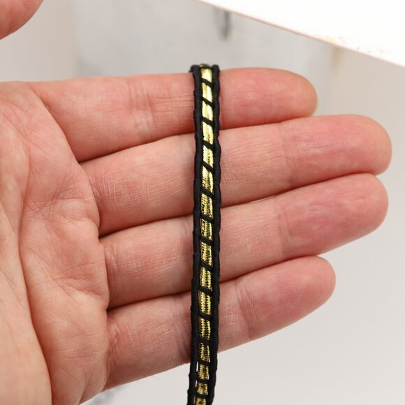 Gold Black Lace Gothic Choker Adjustable Length Fancy Trim chokers (#76) - Picture 4 of 9